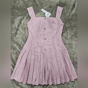 & Other Stories Pink Tweed Mini Dress